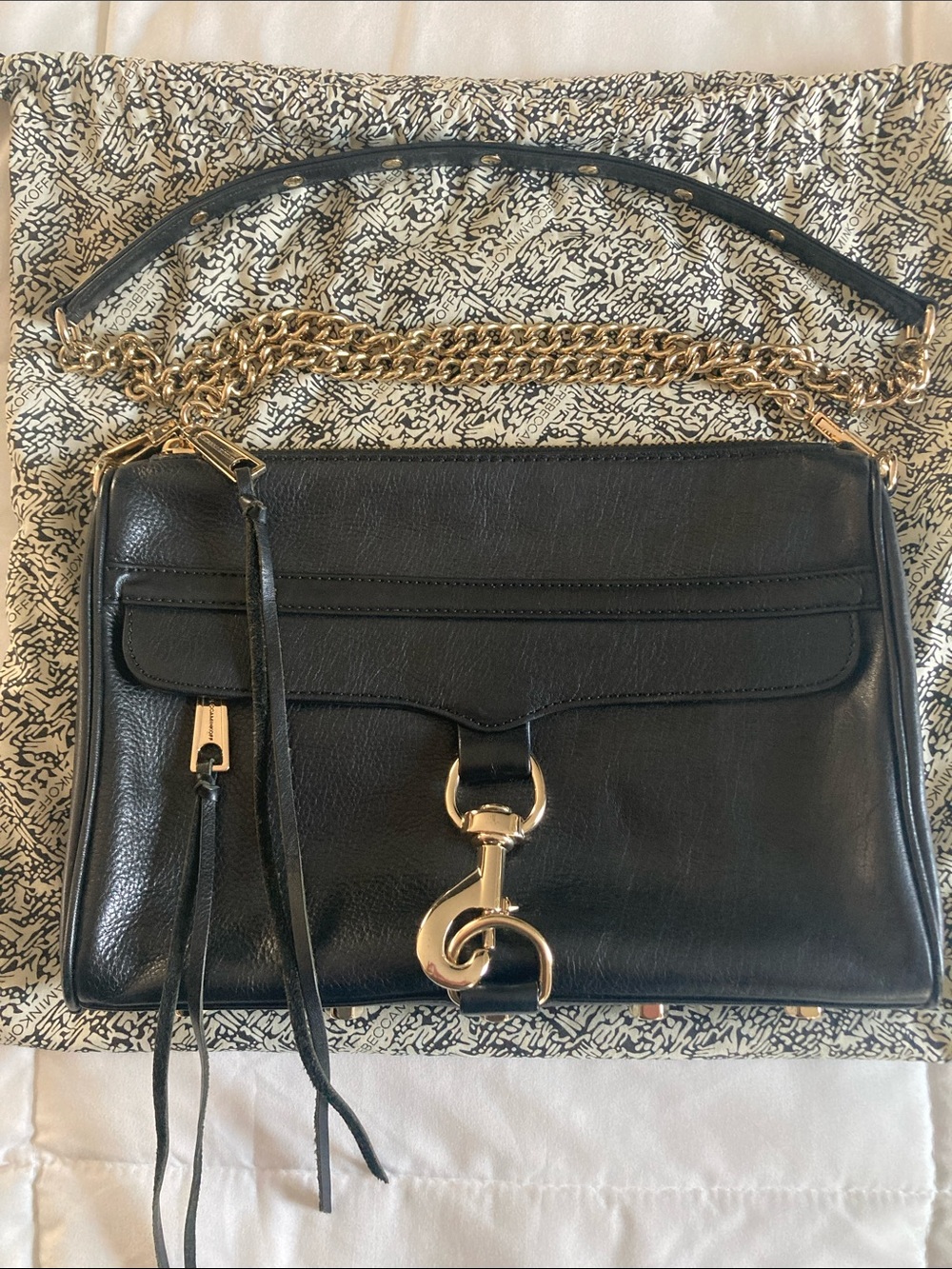 Rebecca Minkoff Full Size MAC Black Leather Bag with Gold Hardware
